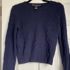 Cashmere cable knit jumper sweater. In very good condition. Navy. Ralph Lauren